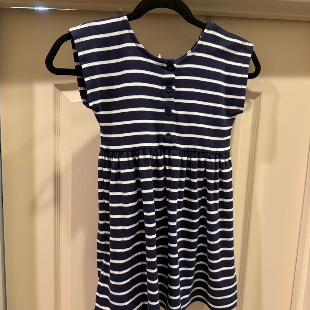 Hanna Andersson Blue and White Pleated Sundress Sleeveless Casual